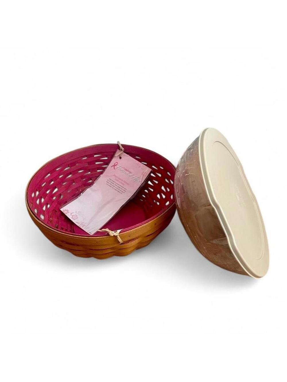Longaberger 2013 Horizon of Hope Pink Basket Hope Inside Bowl #12633 Cancer NWT